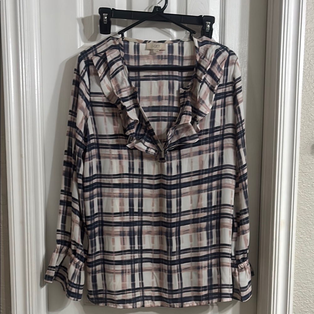 Women's Plaid Ruffle Top